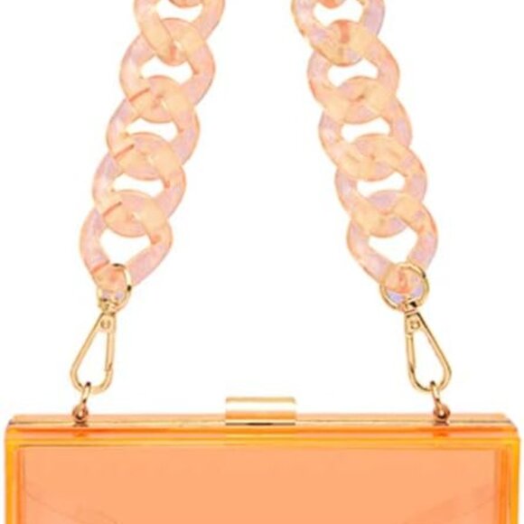 Acrylic Crossbody Bag Clear Evening Clutch Women with Gold Chains - Picture 1 of 7